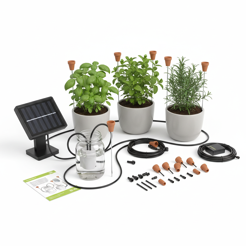 Solarbetriebenes Balkon-Bewässerungsset für Kräuter