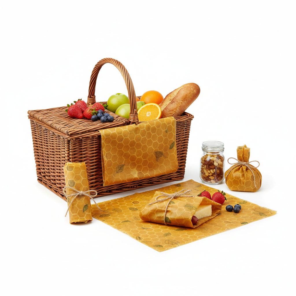 Wiederverwendbares Bienenwachs-Tuch-Set für Picknick-Aufbewahrung